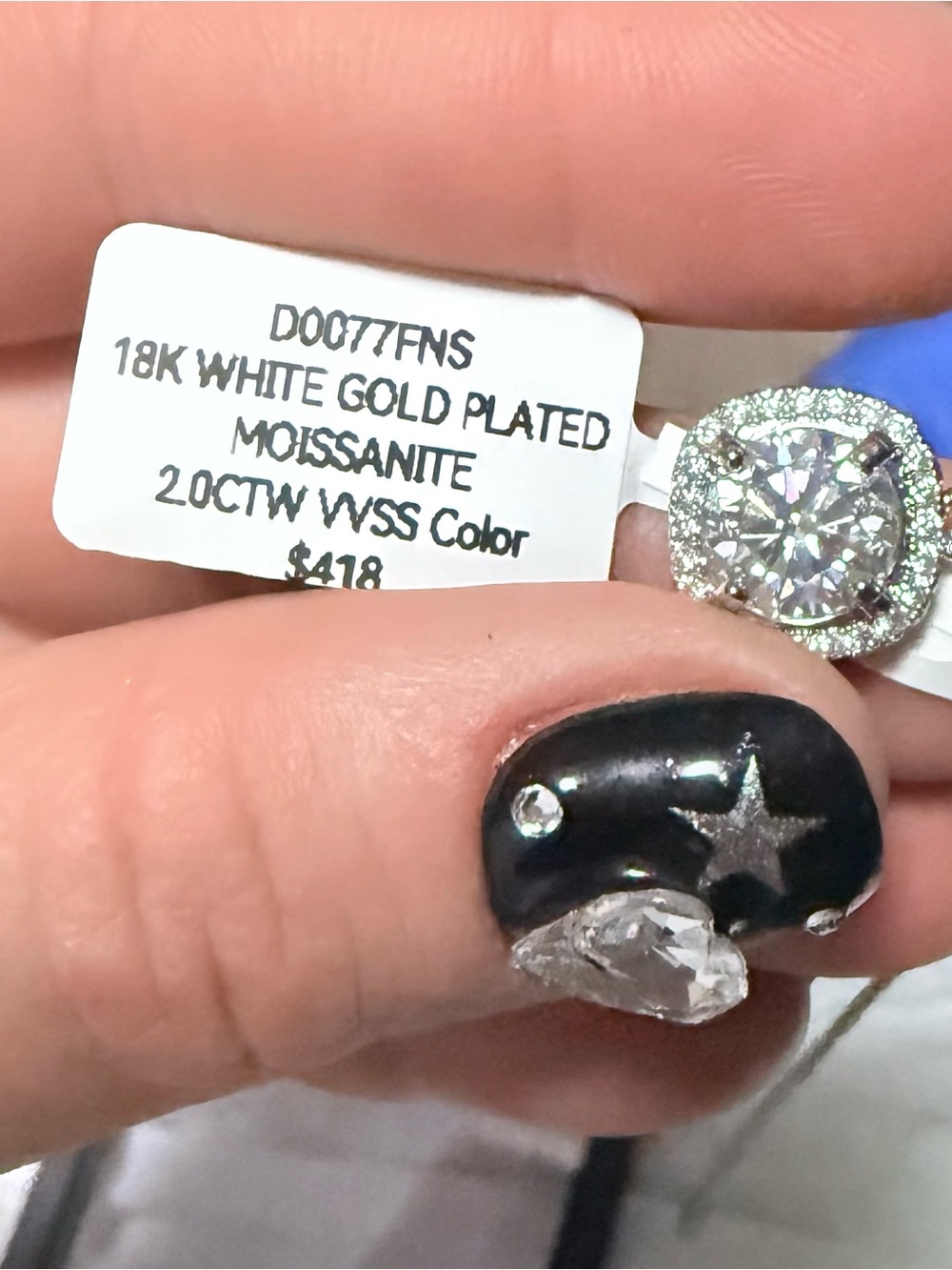 New Mossanite 18K White Gold Plated Round Halo Moissanite chain pendant